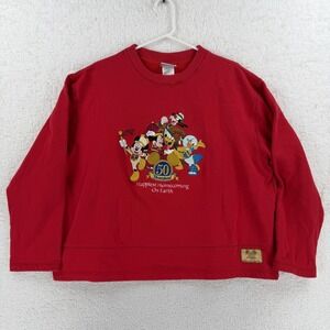 Vintage Disneyland Resort Sweatshirt Mens XL Red 50th Anniversary Mickey Crop